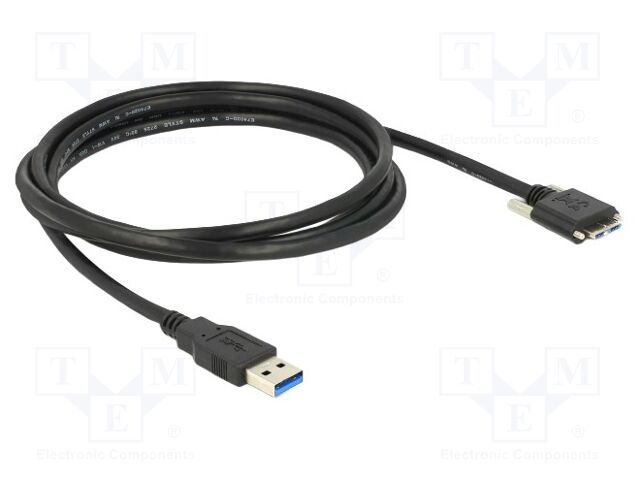 Cable; USB A plug,USB B micro plug; 2m; black; 26AWG,28AWG; 5Gbps
