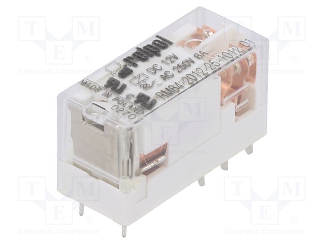 Relay: electromagnetic; DPDT; Ucoil: 12VDC; 8A; 8A/250VAC; 8A/24VDC
