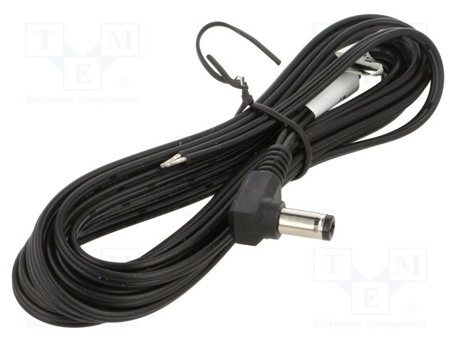 Cable; 2x0.52mm2; DC 5,5/2,5 plug; angled; black; 3m; -25÷70°C