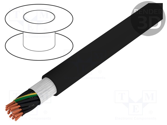 Wire; HELULIGHT®; stranded; Cu; 18G2,5mm2; PVC; black; 300/500V