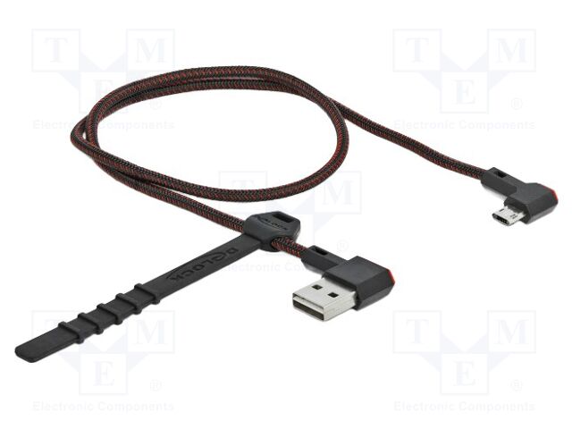 Cable; USB 2.0; gold-plated; 0.5m; black,red; 24AWG,28AWG; 480Mbps