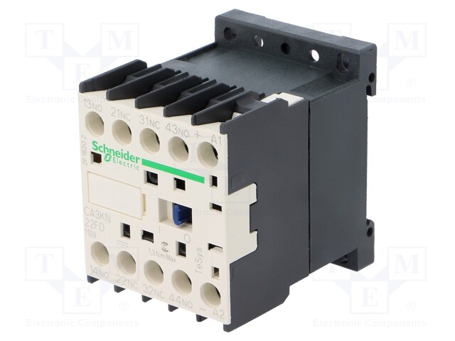 Contactor: 4-pole; NC x2 + NO x2; 110VDC; 10A; DIN,on panel
