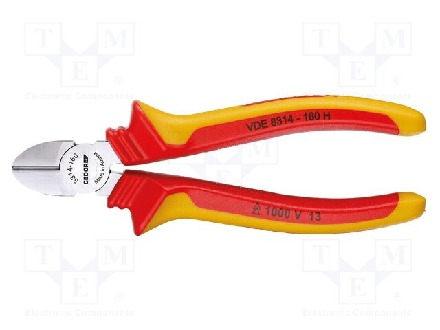 Pliers; side,cutting,insulated; 160mm; steel; Plating: chromium