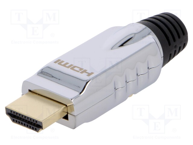 Connector: HDMI; plug; male; gold-plated; straight; soldering