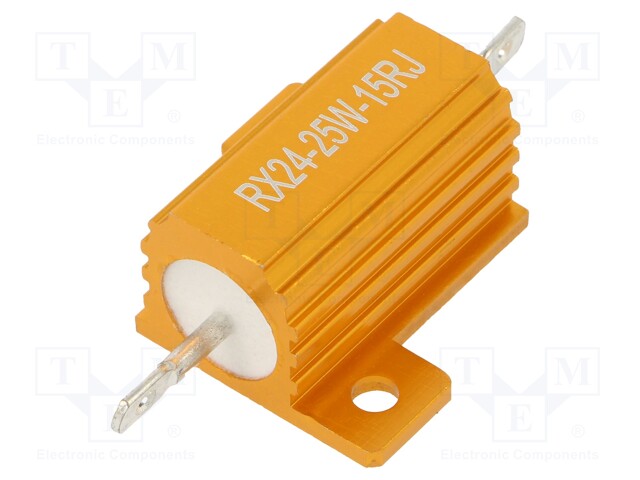 Resistor: wire-wound; with heatsink; 15Ω; 25W; ±5%; 50ppm/°C