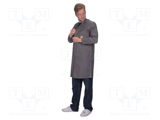 Coat; ESD,unisex; grey; L; cotton,polyester,conductive fibers