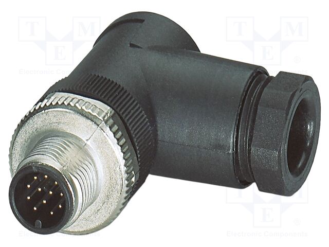 Connector: M12; plug; PIN: 12; 30V; angled; IP67; soldering; A code