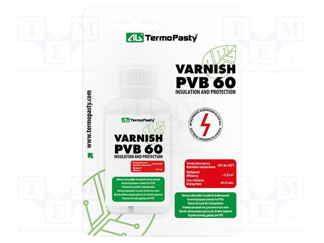 Varnish; transparent; liquid; 50ml; LAKIER PVB; Temp: -50÷150°C