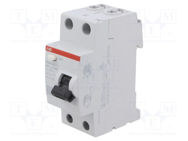 RCD breaker; Inom: 25A; Ires: 300mA; Max surge current: 250A; 230V