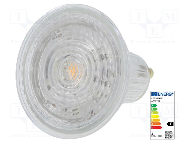 LED lamp; warm white; GU10; 230VAC; 350lm; 4.3W; 36°; 2700K