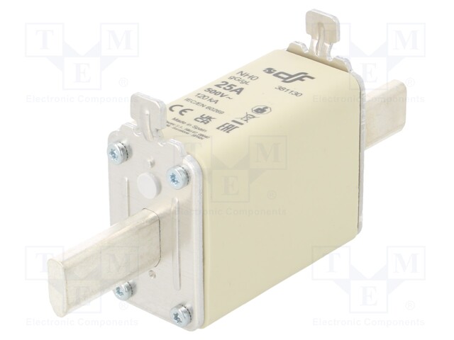Fuse: fuse; gG; 25A; 500VAC; 250VDC; ceramic; NH0