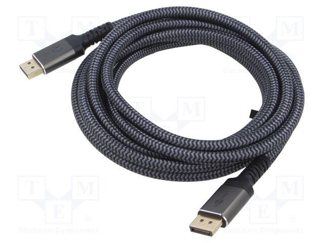 Cable; DisplayPort plug,both sides; textile; Len: 2m; black-grey