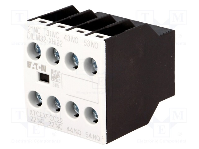 Auxiliary contacts; Leads: screw terminals; Mounting: front