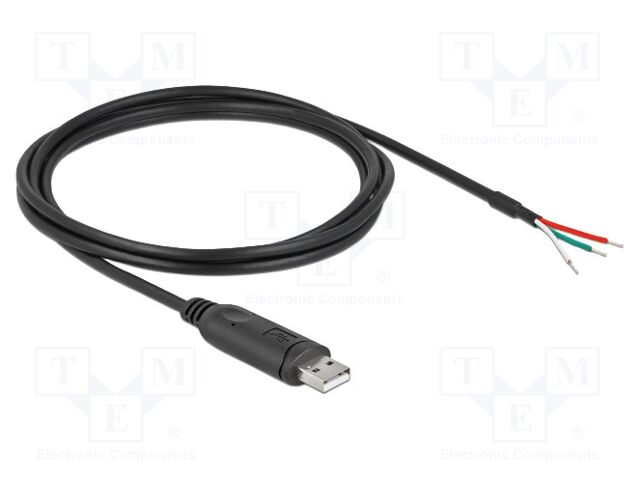 Cable; USB 2.0; wires,USB A plug; gold-plated; 2m; black; Cu; 26AWG