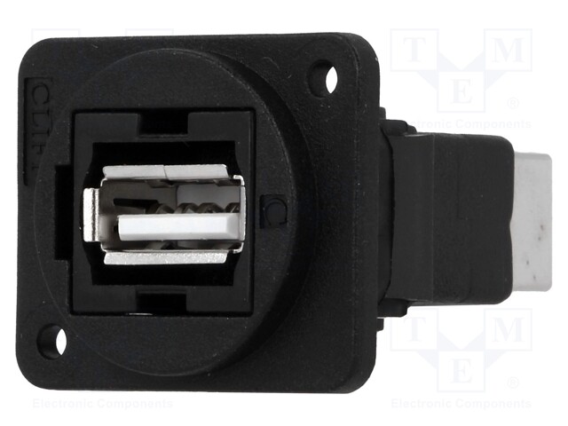 Coupler; USB A socket,USB B socket; FT; USB 2.0; plastic; 19x24mm