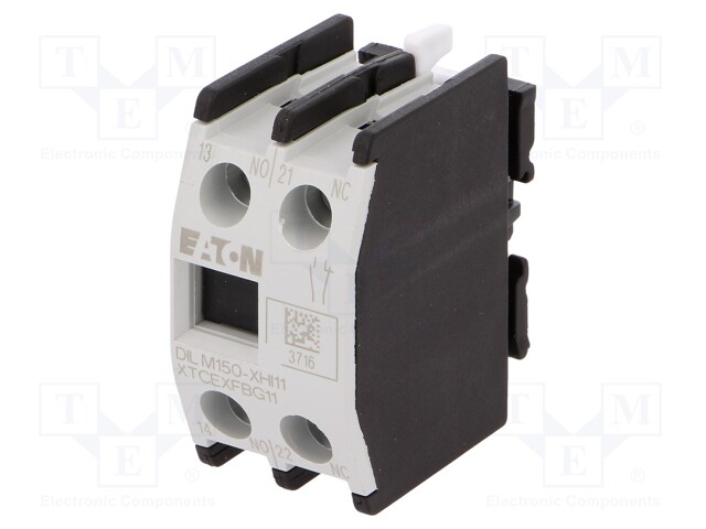 Auxiliary contacts; Leads: screw terminals; Mounting: front