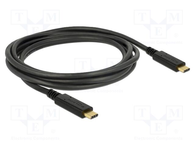 Cable; USB C plug,both sides; 2m; black; 22AWG,30AWG; 10Gbps; 3A