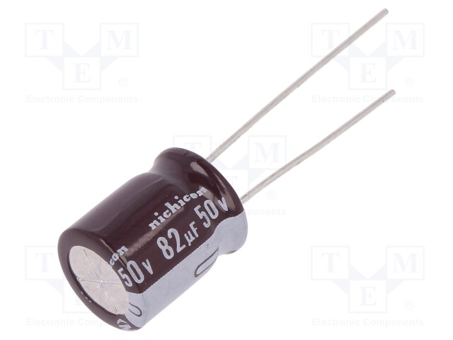 Capacitor: electrolytic; low impedance; THT; 82uF; 50VDC; ±20%