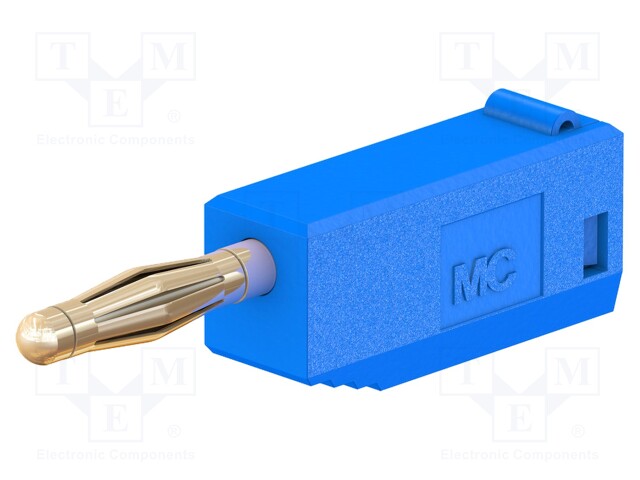 Plug; 2mm banana; 10A; 30VAC; 60VDC; blue; gold-plated; 0.5mm2