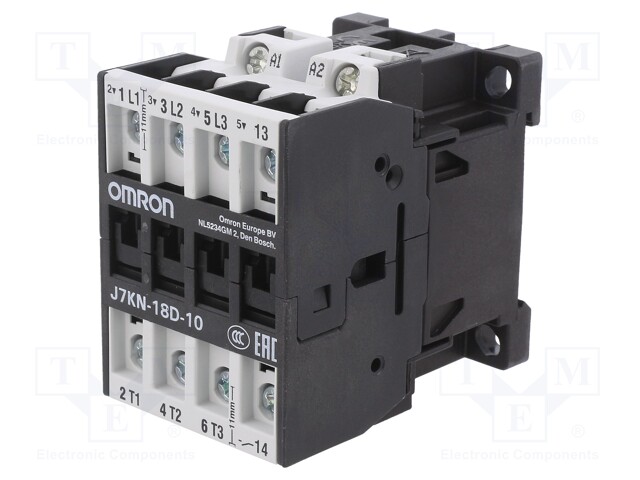 Contactor: 3-pole; Auxiliary contacts: NO; 24VAC; 18A; DIN; J7KN