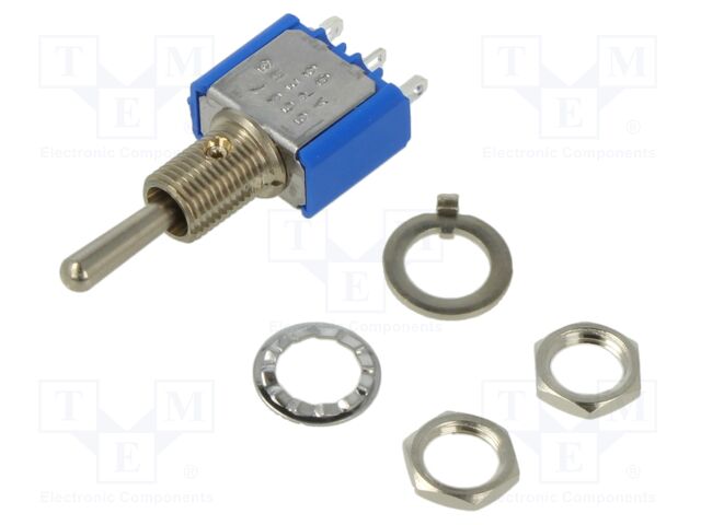 Toggle Switch, (On)-Off-(On), SPDT, Non Illuminated, 5000 Series, Panel Mount, 6 A