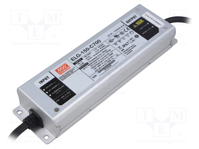 Power supply: switched-mode; LED; 149.8W; 107÷214VDC; 700mA; IP67