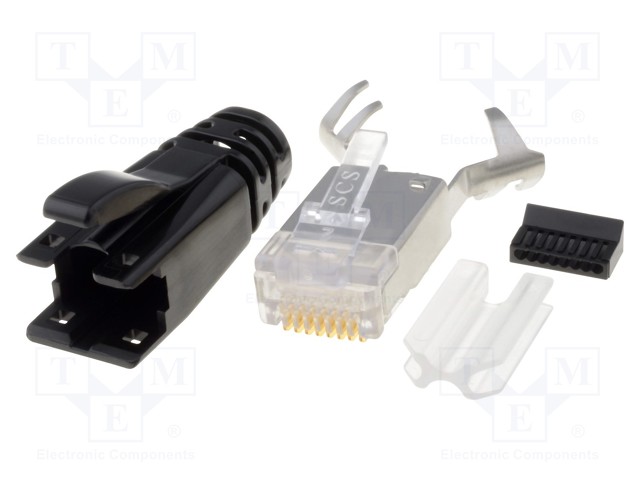 Plug; RJ45; PIN: 8; shielded; Layout: 8p8c; IDC,crimped; for cable