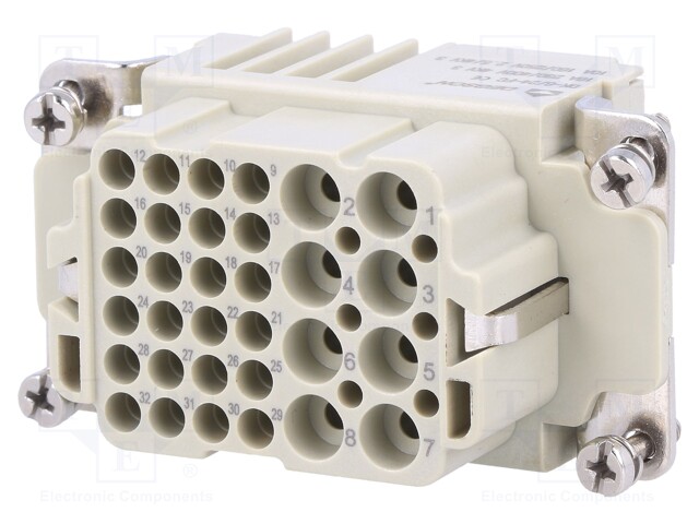 Connector: HDC; contact insert; female; DK; PIN: 32; 24+PE,8+PE