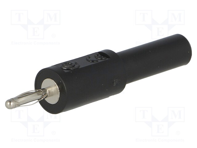 Adapter; 2mm banana; 36A; 30VAC; 60VDC; black; nickel plated