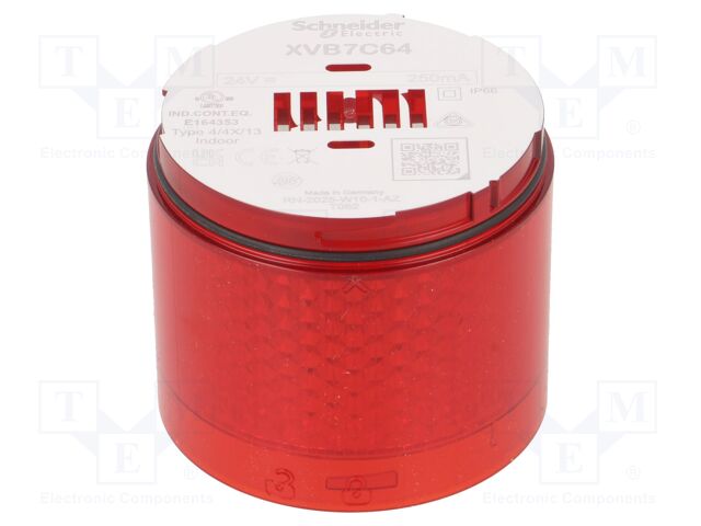 Module: light signaller; red; LED; 24VDC; 24VAC; IP66; Ø70x59.3mm