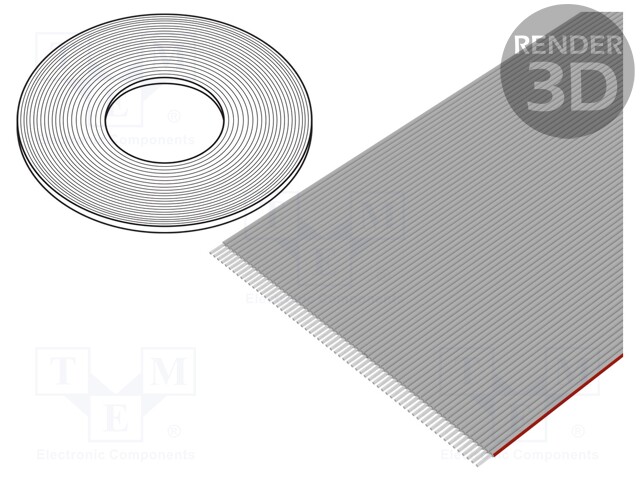 Wire: ribbon; 1.27mm; stranded; Cu; 64x28AWG; unshielded; PVC; grey