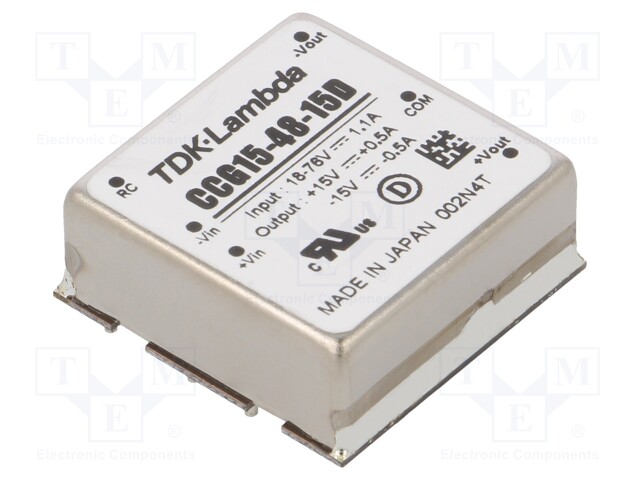Converter: DC/DC; 15W; Uin: 18÷76V; Uout: 15VDC; Uout2: -15VDC; 20g