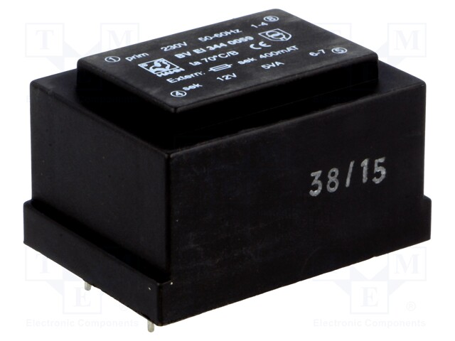 Transformer: encapsulated; 5VA; 230VAC; 12V; 417mA; Mounting: PCB