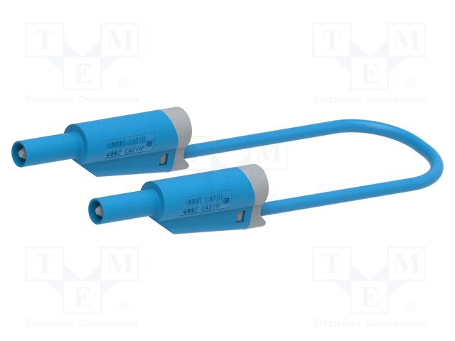 Test lead; 25A; banana plug 4mm,both sides; Len: 0.5m; blue