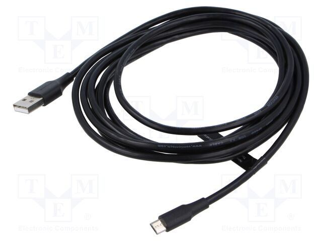 Cable; USB 2.0; USB A plug,USB B micro plug; nickel plated; 3m