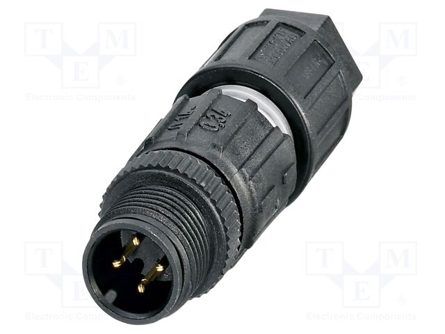 Connector: M12; plug; PIN: 4; 125V; straight; IP65; IDC; A code; 4A