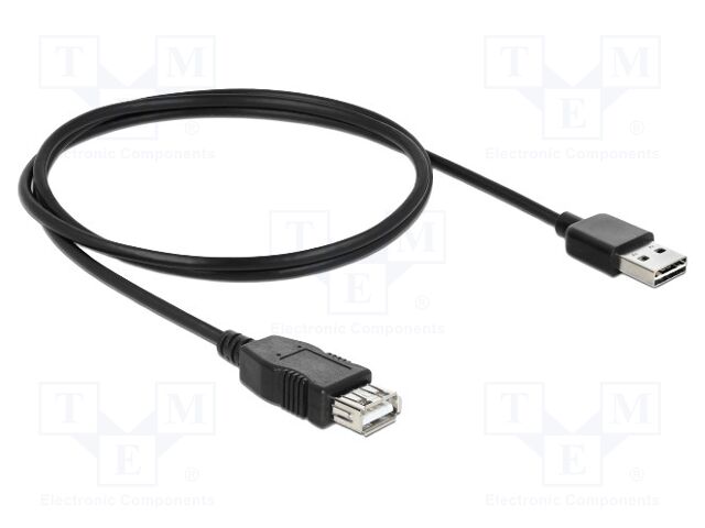 Cable; USB 2.0; USB A socket,USB A plug double sided; 1m; black