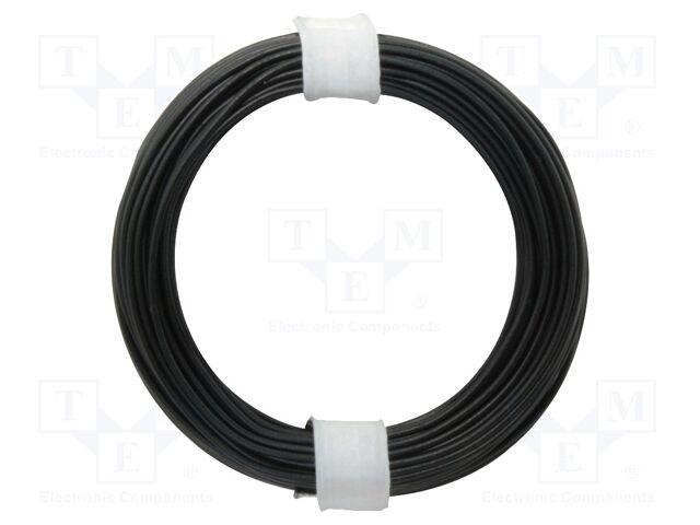 Wire; stranded; Cu; 1x0,14mm2; PVC; black; 60V; -10÷85°C; 10m