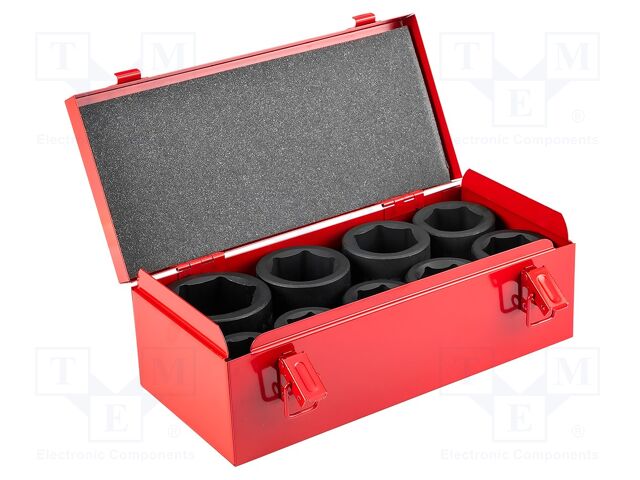 Socket-set; 6-angles,impact; Chrom-molybdenum steel; 1"; 9pcs.