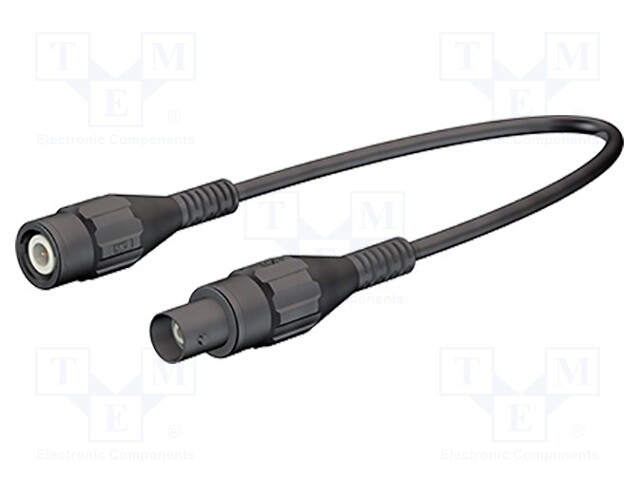 Test lead; BNC male plug-BNC female plug; Len: 1m; black; Z: 50Ω