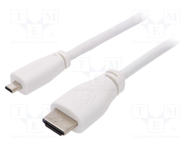 Cable; HDMI 2.0; HDMI micro plug,HDMI plug; 2m; white