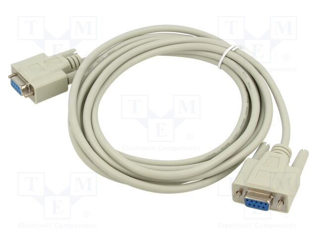 Cable; D-Sub 9pin socket,both sides; Len: 3m; beige; null-modem
