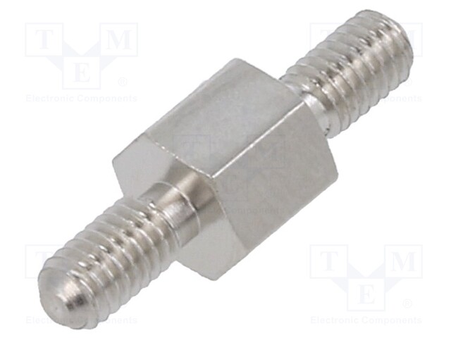 Screwed spacer sleeve; 5mm; Ext.thread: M3; hexagonal; brass