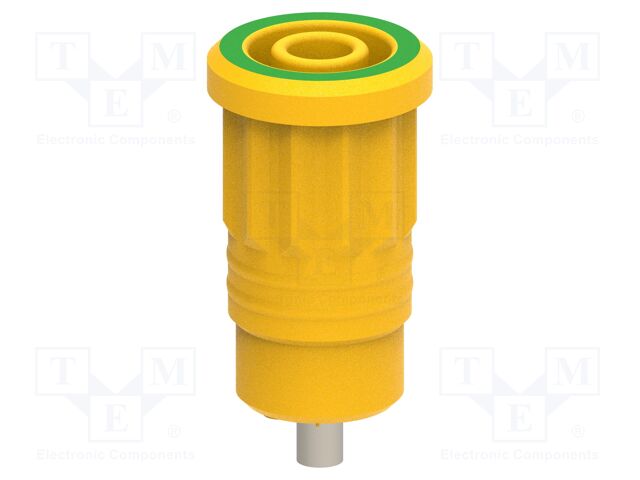 Connector: 4mm banana; socket; 25A; yellow-green; nickel plated
