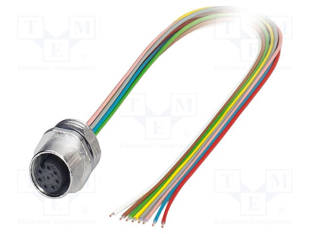 Connector: M12; socket; PIN: 8; female; 30V; straight; cables; A code