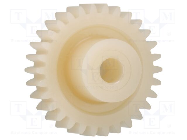 Spur gear; igutek® P360; hub with pass-through hole; Module: 0.5