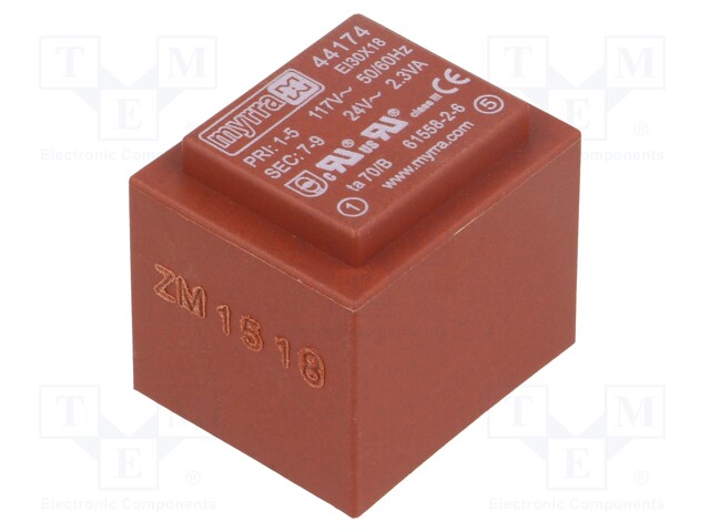 Transformer: encapsulated; 2.3VA; 117VAC; 24V; 96mA; Mounting: PCB