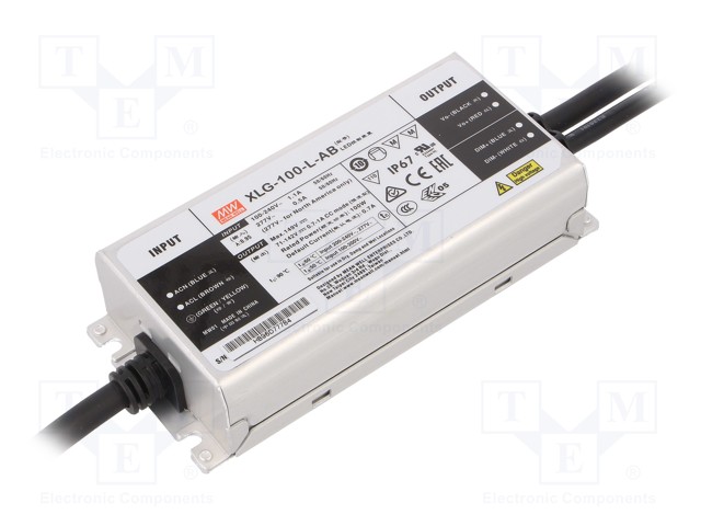 Power supply: switched-mode; LED; 100W; 71÷142VDC; 350÷1050mA