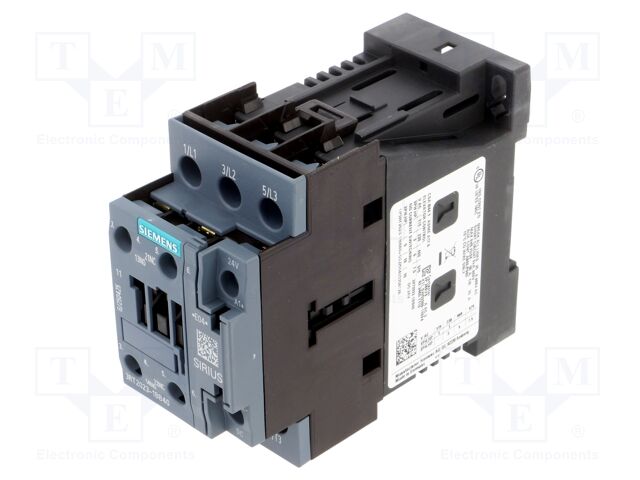 Relay Contactor, 3RT2 Series, 3PST-NO, 3P, 9 A, 7.5 kW, 690 VAC