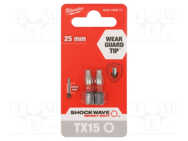 25mm; 1/4" (C6,3mm); 2pcs; Tool: screwdriver bit; Kind: impact